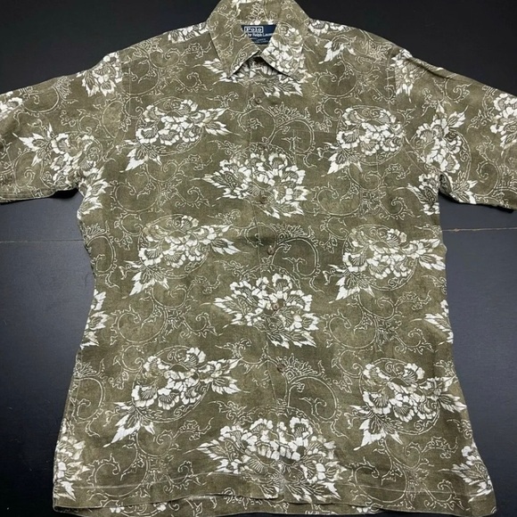 Polo Ralph Lauren Lance Linen Hawaiian Shirt Size Medium - Picture 3 of 5